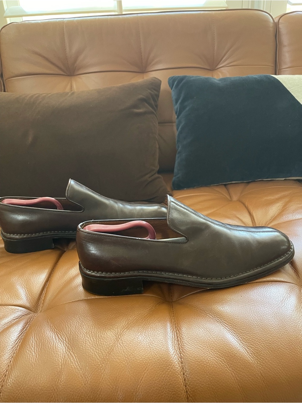 John Varvatos Brown Leather Slip-On Dress Shoes 9,5 - Picture 4 of 9